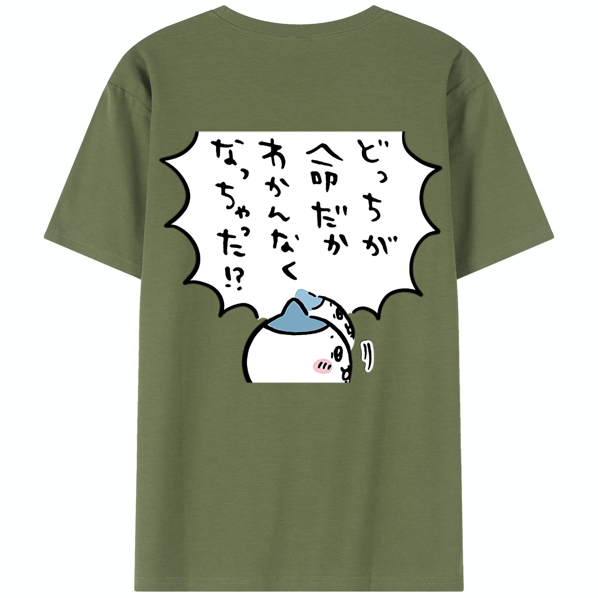 （画像用） ちいかわ ハチワレ Chii-kawa hachiware 綿100％半袖Tシャツ（背面プリント）